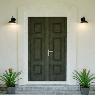 Buena Park 1-Light Dusk to Dawn Black Dome Barn Wall Lantern