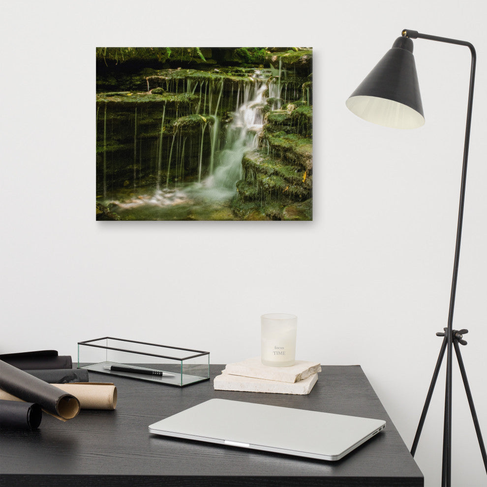 Pixley Falls 1 Rural Waterfall Landscape Photo Canvas Wall Art Print, 16" X 20"