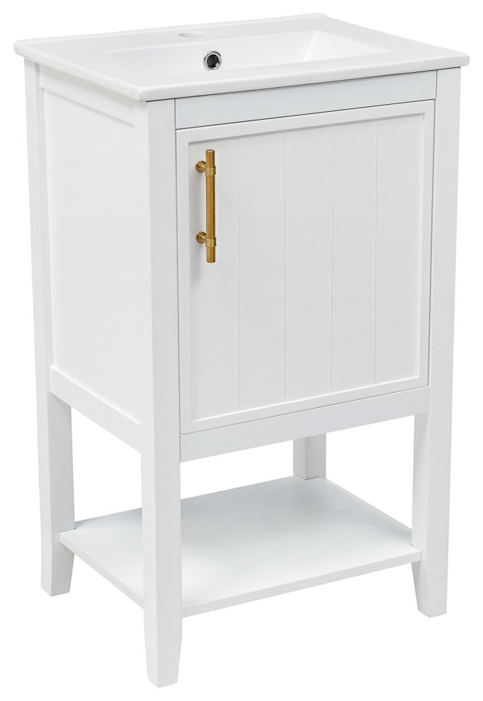TATEUS 20" Bathroom Vanity With Sink, Bathroom Cabinet, White