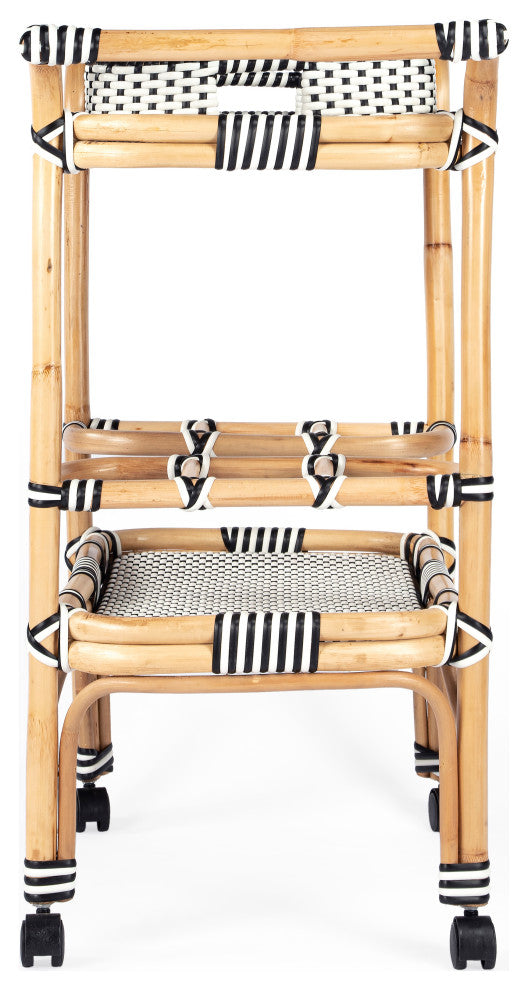 Butler Selena White Rattan Bar Cart