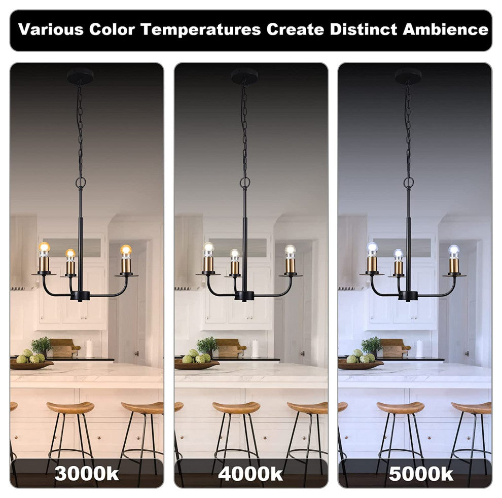 3 Light Island Pendant Light Black Farmhouse Chandelier