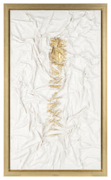 35X59, Hand Painted Textured Acrylic, White/Gold