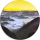 Foggy Sunrise Over Mountains, Landscape Large Disc Metal Wall Art, 23"
