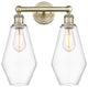 Cindyrella 2-Light 16" Bath Vanity Light, Antique Brass, Clear Shade