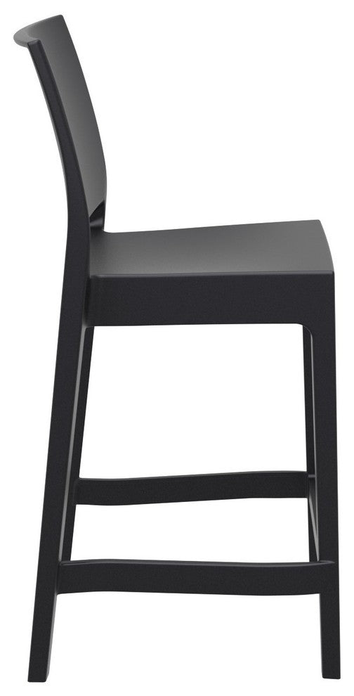 Maya Resin Counter Stool, Black, Set of 2