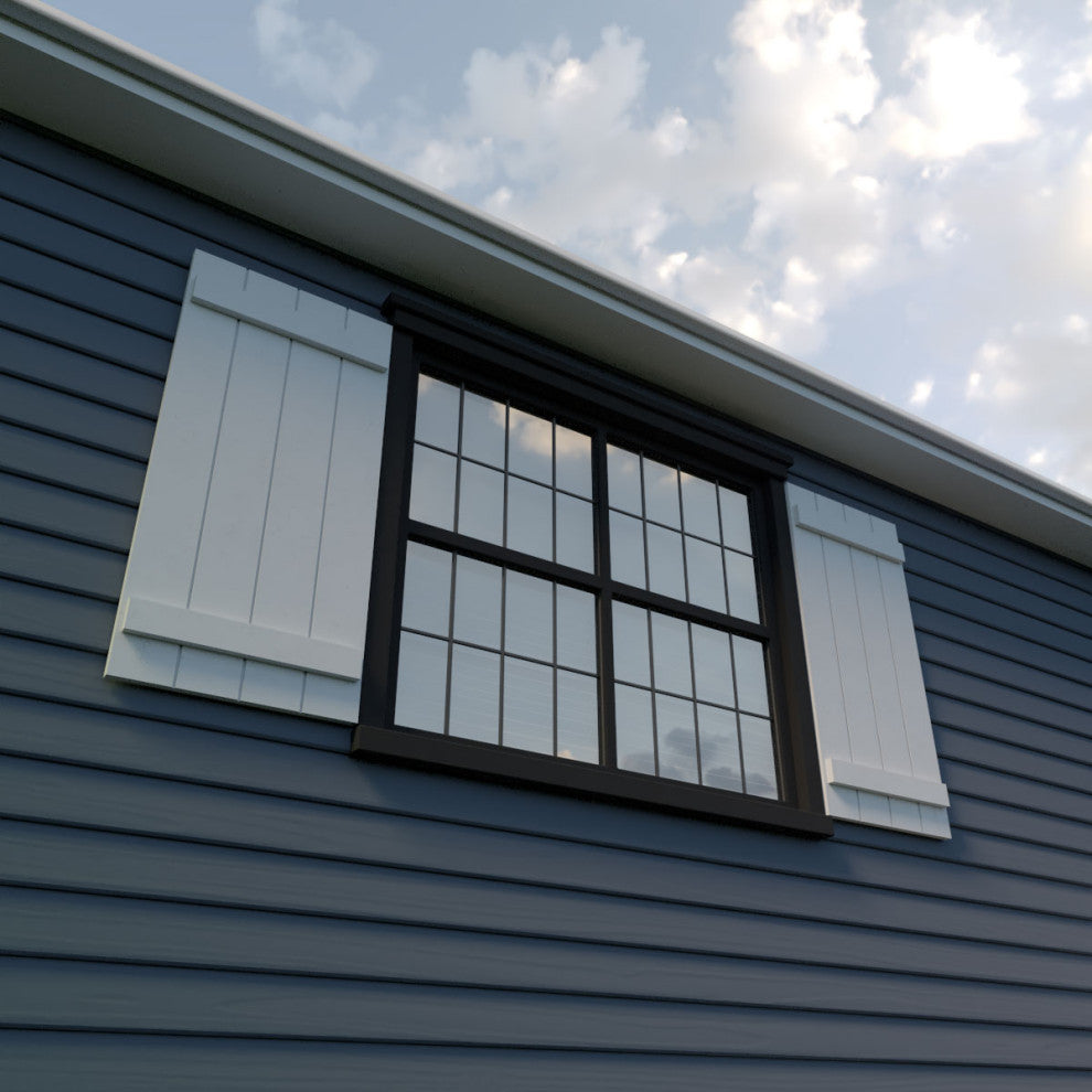 Rustic 4 Board Joined B-N-B Faux Wood Shutters, 22x50", Smooth