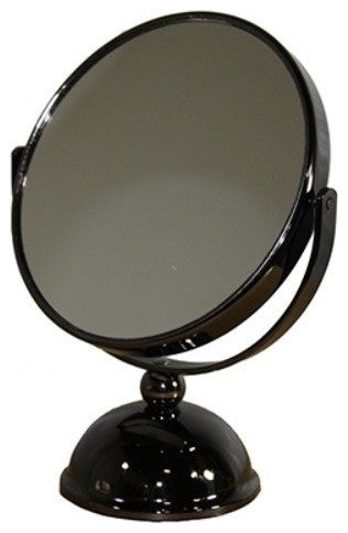 Vintage Pedestal Black 7X Magnification Vanity Mirror