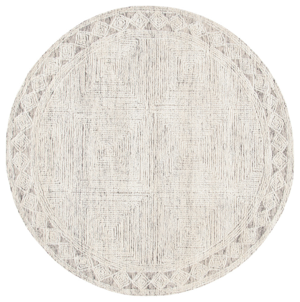 Safavieh Couture Abstract Collection, ABT349 Rug, Ivory/Grey, 8' Round