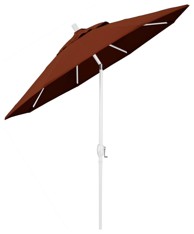 9' Bronze Push-Button Tilt Crank Aluminum Umbrella, Terracotta Olefin