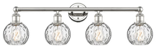 Athens Water Glass 4-Light 33" Bath Vanity Light, Polished Nickel, Clear
