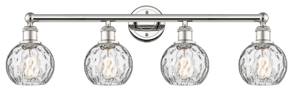 Athens Water Glass 4-Light 33" Bath Vanity Light, Polished Nickel, Clear
