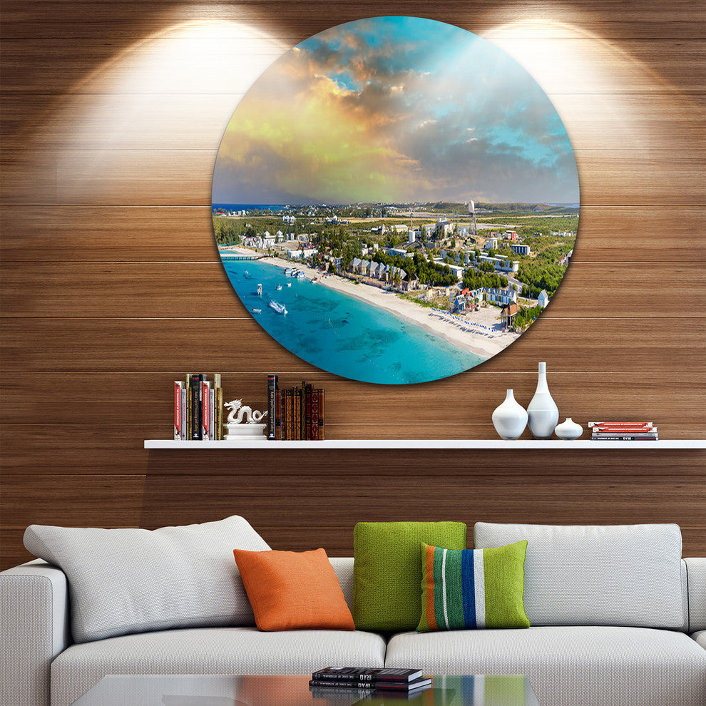 Panoramic Caribbean Island, Landscape Photo Disc Metal Wall Art, 23"