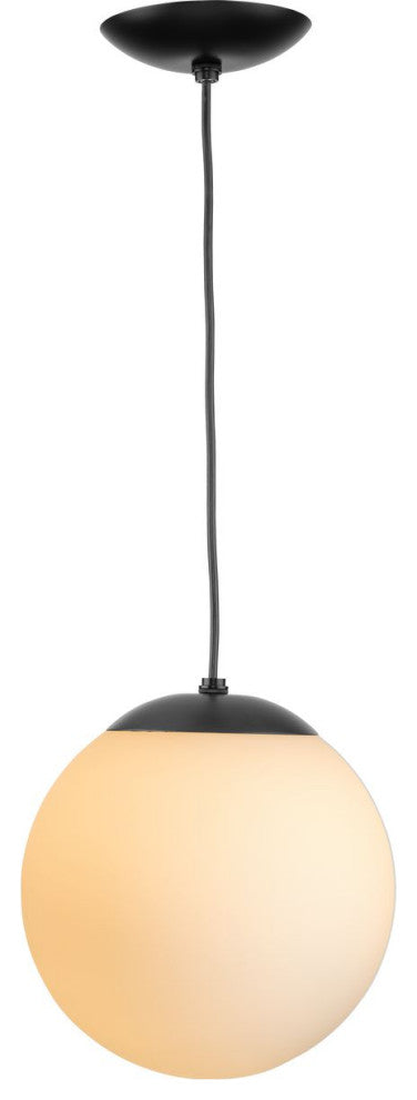 Atwell Collection Opal Glass Globe Medium Hanging Pendant Light, Matte Black