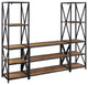 3-Piece Rustic Industrial Bookcase Set - Rustic Oak
