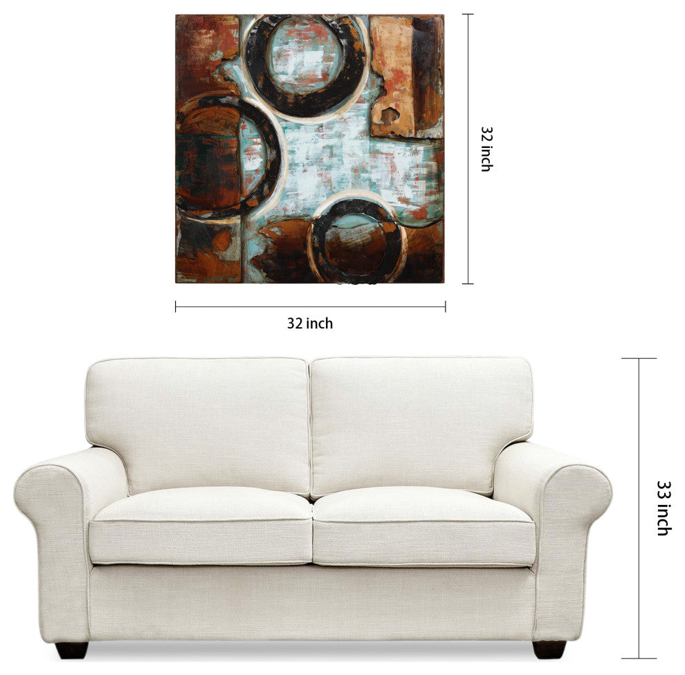 "Revolutions" Abstract Mixed Media Iron Hand Painted Dimensional Wall Art