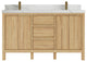 Elizabeth 60 Double Bathroom Vanity in Light Natural Teak 2" Calacatta Laza