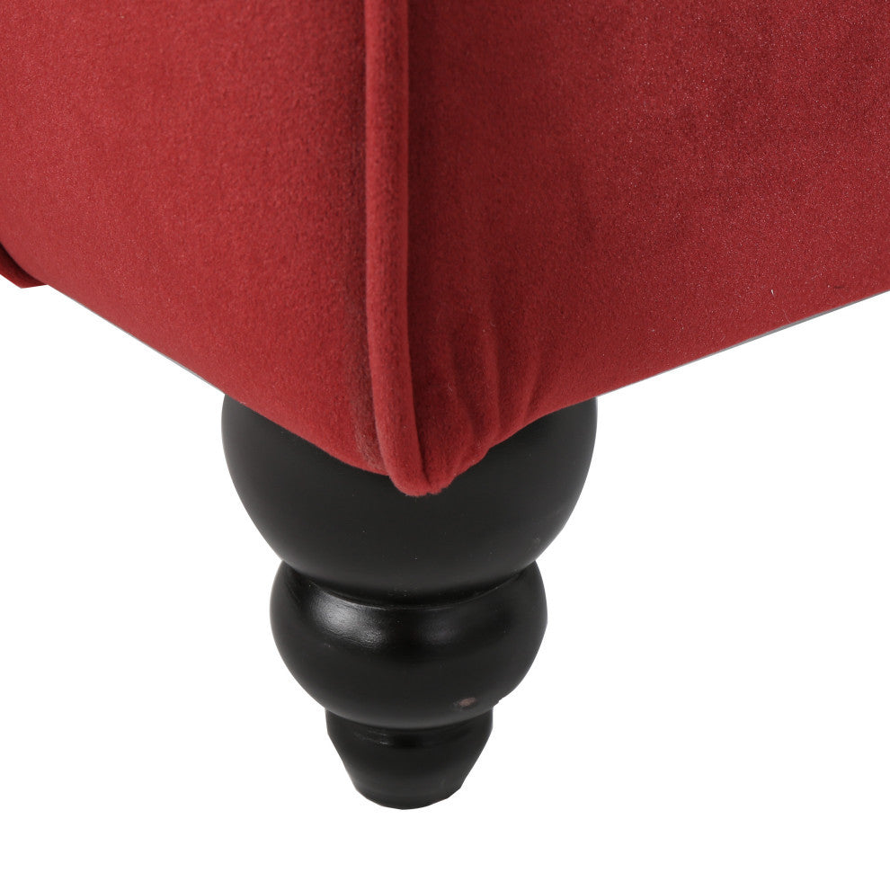 GDF Studio Rafaela Tufted New Velvet Chaise Lounge, Garnet