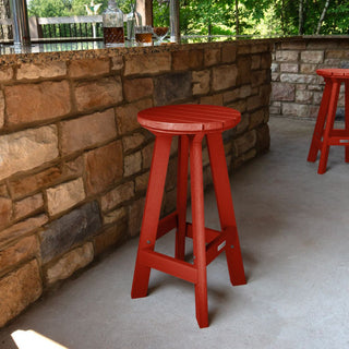 Birch Round Bar Height Stool, Rustic Red