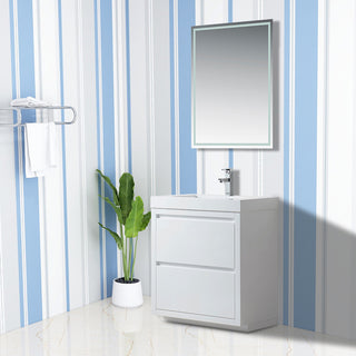 Vanity Art Single-Sink Bathroom Vanity With Resin Top, 30"