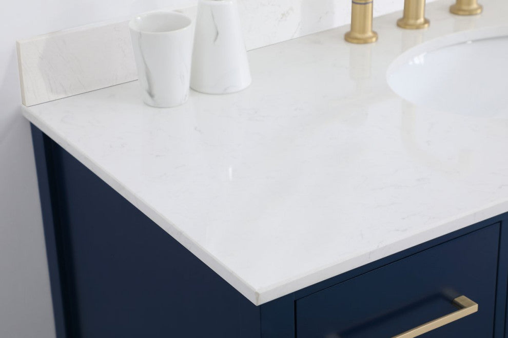 Iris 48" Single Bathroom Vanity, Blue With Backsplash