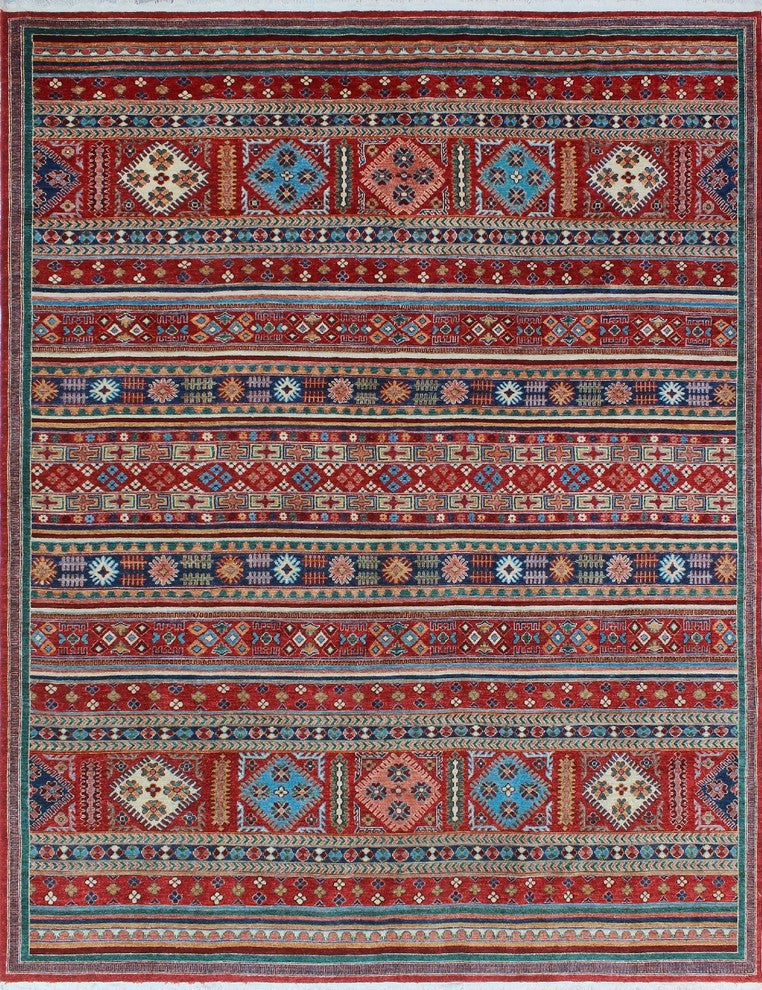 Khurgeen Ife Red and Blue Rug, 9''3x12