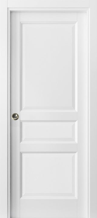 3 Panel Pocket Door 32 x 80 & Frames | Lucia 31 Matte White | Pantry Kitchen