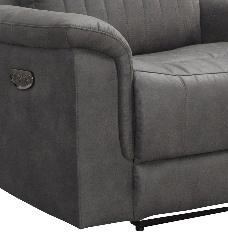 Charlee Fabric Power Recliner, Power Headrest, Gray