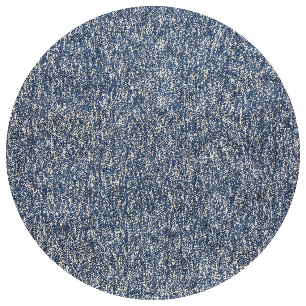 HomeRoots 6' Round Indigo or Ivory Heather Plain Indoor Area Rug