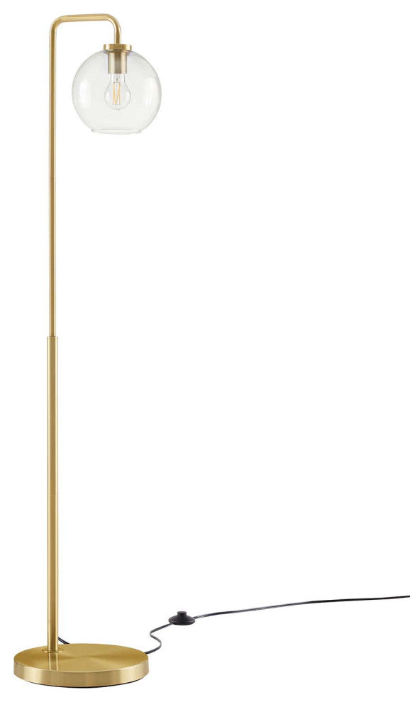 Silo Glass Globe Glass and Metal Floor Lamp, Satin Brass