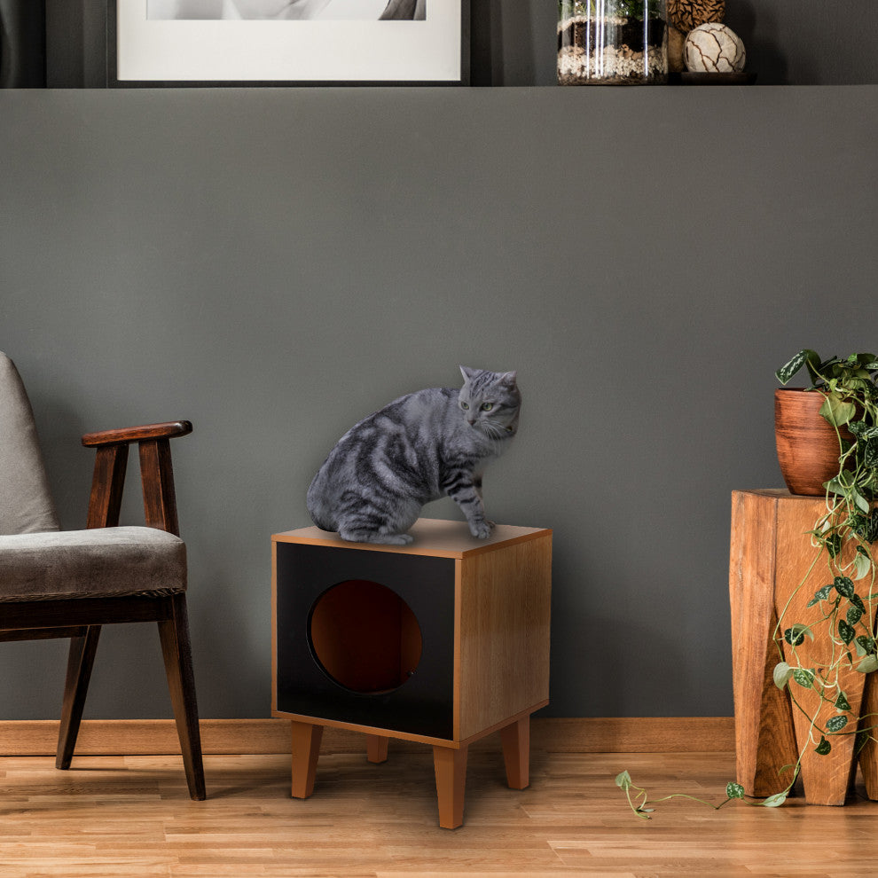 Elegant Home Fashions Wooden Cat Pet House Bed Side Table PET-990