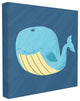 The Kids Room Happy Blue Whale on Blue Cartoon Canvas Wall Art, 7"x17"