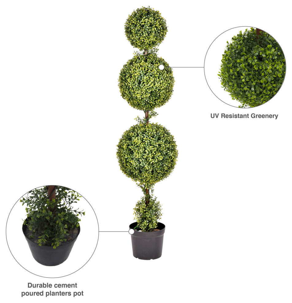 Vickerman TP170760 5'  Artificial Triple Ball Green Boxwood Topiary
