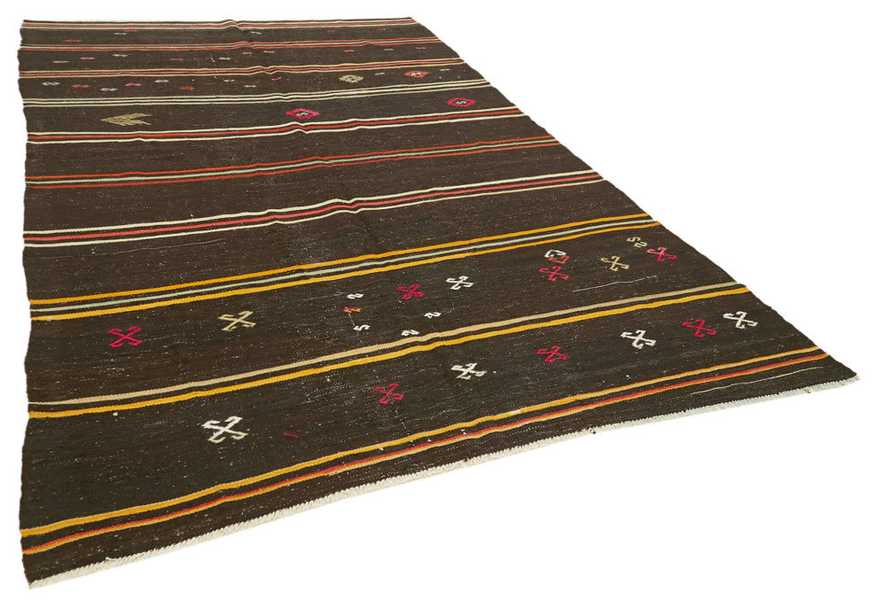 Rug N Carpet - Handmade Turkish 6' 11'' x 11' 4'' Vintage Goat Hair Kilim Rug