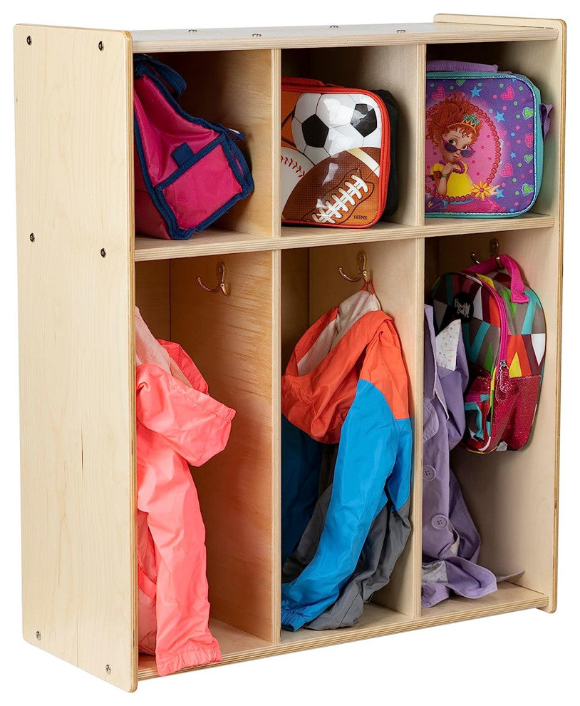 3 Section Coat Locker Storage Organizer with Hooks