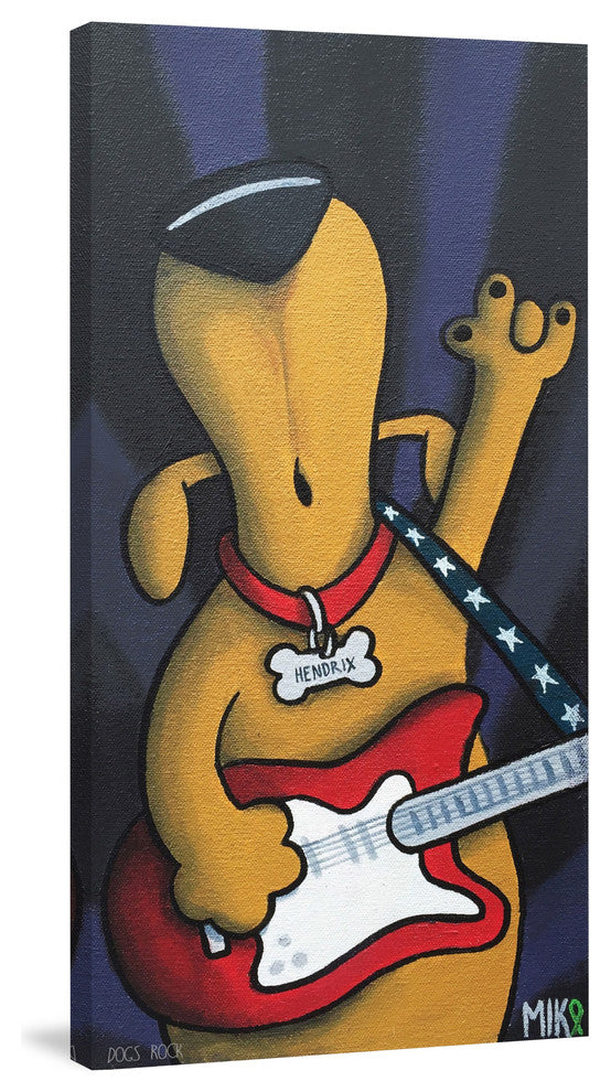 Marmont Hill, "Dogs Rock" by Mike Taylor Painting Print on Wrapped Canvas, 12x24