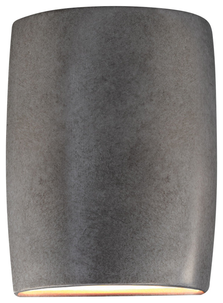 Ambiance ADA Outdoor Large Ceramic Wide Cylinder Wall Sconce Antique Silver, LED