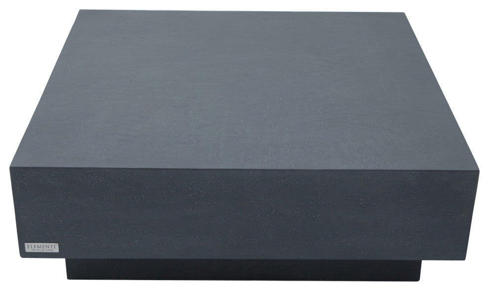 Tevere 40" Square Concrete Coffee Table, Slate Black