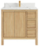 Elizabeth 36 Center Sink Bath Vanity in Light Natural Teak 1.5" Calacatta Laza