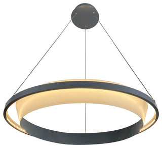 Litza 41-Watt Integrated LED Ringed Silver Circular Pendant