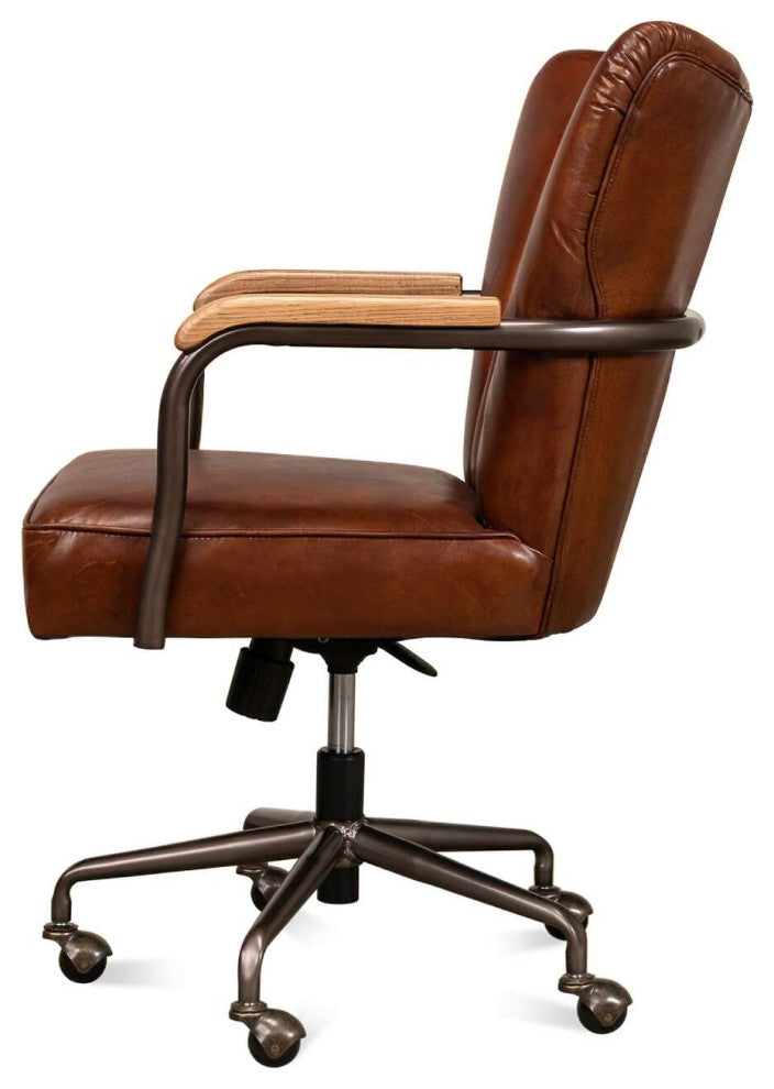 Industrial Style Leather Desk Chair