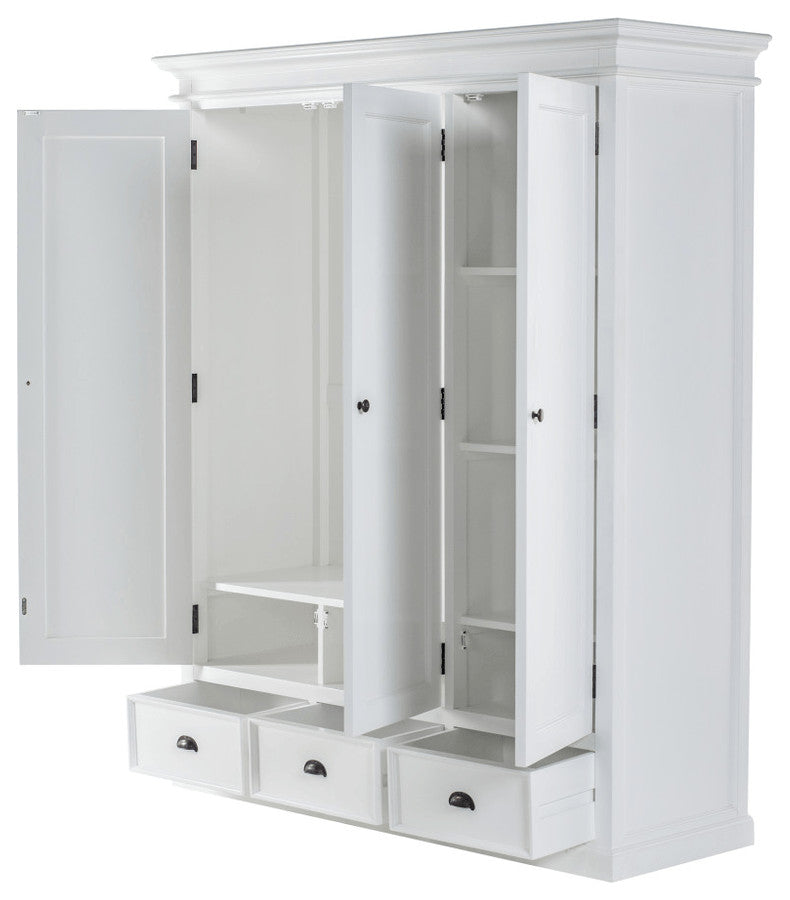 62" Off White Solid Wood Frame Standard Curio Cabinet With Six Shelves