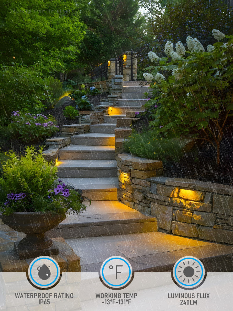 24 Pack 5CCT 7 Inch Retaining Wall Lights, Surface & Recessed Mounted