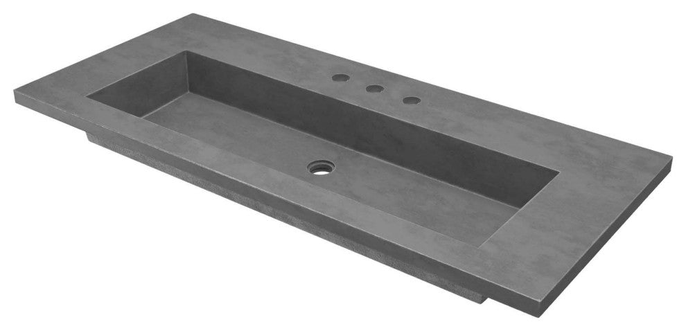 48" Capistrano Vanity Top with Integral Sink, Slate, 8" Widespread Faucet Holes