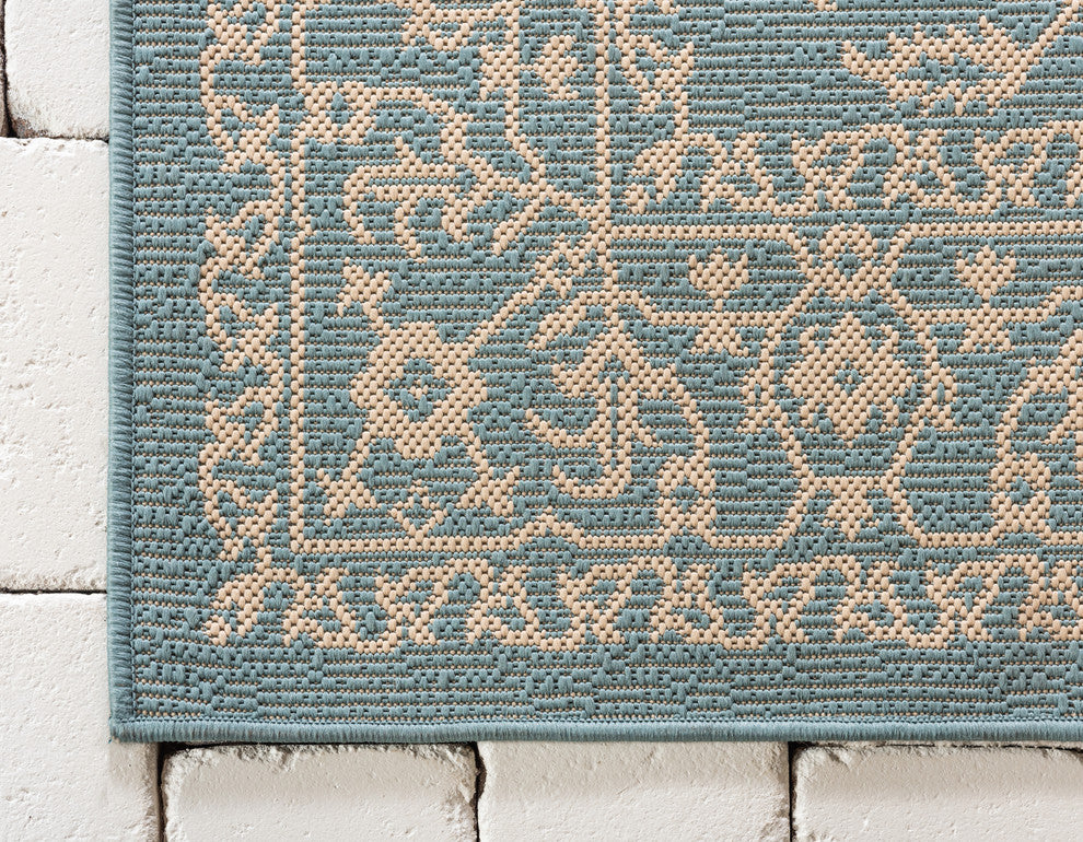Unique Loom Light Blue Allover Outdoor 7'x10' Area Rug