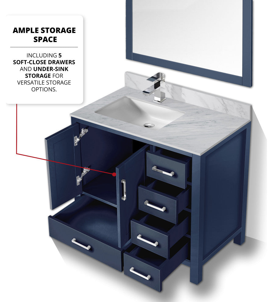 Jacques 36" Vanity Cabinet Only, Navy Blue, Left