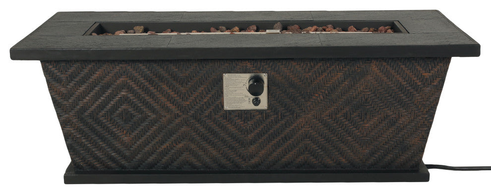 La Jolla Outdoor 50,000 BTU Rectangular Fire Pit, No Tank Holder