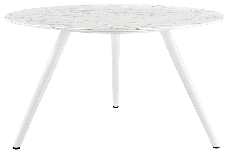 Modway Lippa 54" Round Artificial Marble Dining Table With Tripod Base, White