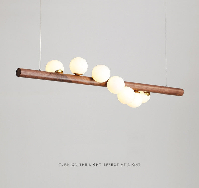 Acquanegra sul Chiese | Nordic Wood color Glass ball LED Chandelier , Wood