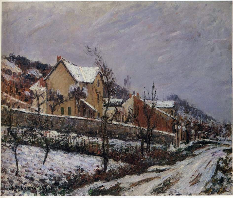 Gustave Loiseau Village in Snow Premium Canvas Print