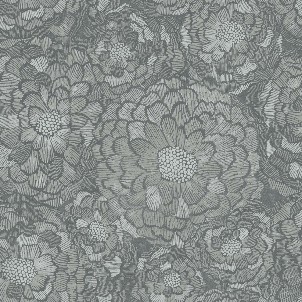 Gray Zen Dahlia Peel & Stick Wallpaper